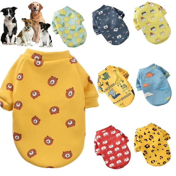 Walbest Pet Clothes Sweatershirt Cute Cartoon Printed Cotton Dog Costume Summer for Small Medium Large Dogs Cats