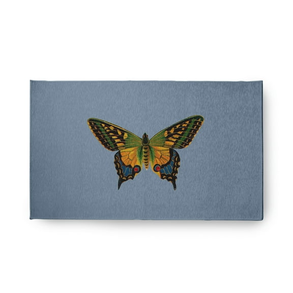 18" x 30" Simply Daisy Colorful Butterfly Swallowtail Novelty Chenille Area Rug, Dusty Smoke Blue
