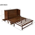 thumbnail image 2 of Queen Murphy Bed with Storage Drawer and Charging Station, USB Port, Solid Pine Cabinet Bedframe with Removable Nightstand Shelves, Chest Bed for Guest Room, Walnut, 2 of 10