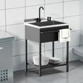 thumbnail image 2 of Ktaxon Stainless Steel Utility Sink, Free Standing Sink with Faucet & Towel Rack, Perfect for Laundry Room, Kitchen, Restaurant, Garage, Backyard, 19"D x 26"W x 39"H, 2 of 8