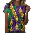 thumbnail image 2 of Gamivast Women Carnival Shirt Cute Mask Graphic Short Sleeve Holiday Pullover Dressy Crewneck Happy Mardi Gras Day T-Shirt Carnival Party Outfits 2026, 2 of 6