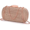 thumbnail image 3 of Womens Chic Evening Clutch Purse PU Leather Woven Shoulder Crossbody Bag Small Totes Satchel with Chain Wedding Party, 3 of 6