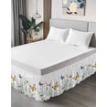 thumbnail image 4 of Butterfly Spring Floral Wrap Around Bed Skirts for California King Bed 18" Drop,Bed Skirt with Adjustable Elastic Belt Dust Ruffle Bed Valance Daisy Flowers Botanical Country Bed Frame Cover, 4 of 7