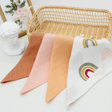 

Seroniy 4 Pcs Baby Washcloths Soft Baby Wash Cloths for Baby Boys Girls Bamboo Cotton Bath Face Towels Bibs for Newborn