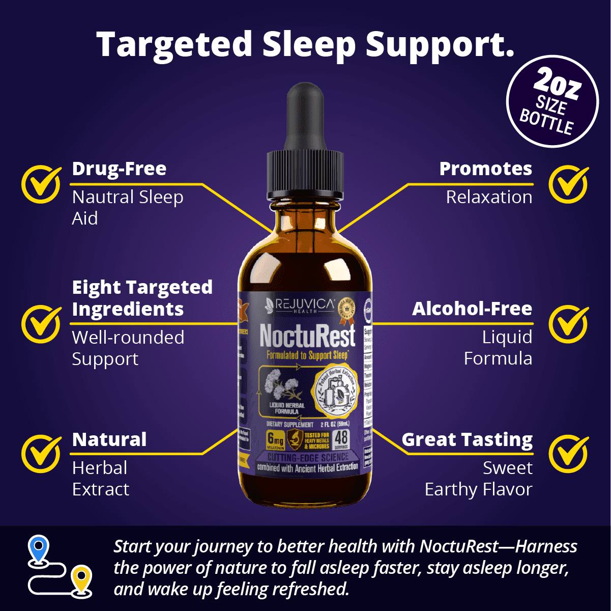 Rejuvica Health Nocturest-Liquid Sleep Supplement Men & Women-Melatonin, Magnesium, Chamomile & More
