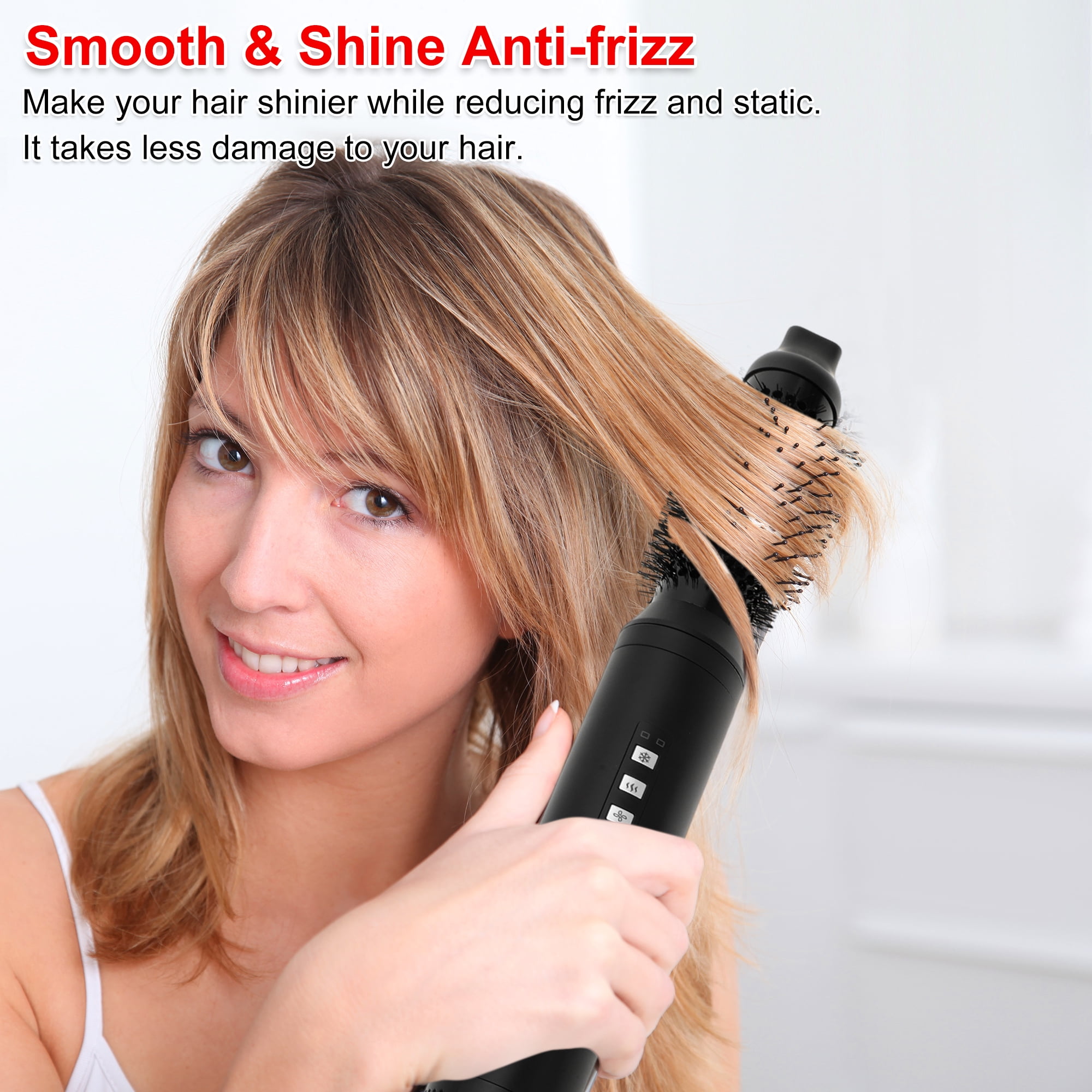 Unique Bargains 5 in 1 Air Styler Hot Air Brush Hair Dryer & Curling Iron with Attachments Professional Multi-Styler for Straightening Volumizing and Drying Lightweight & Fast Heating Black