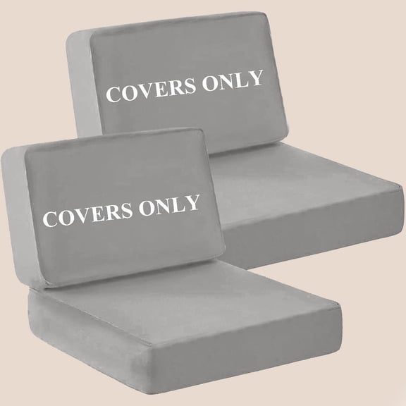Deep Seating Patio Cushion Set Covers Replacement, Durable Outdoor Cushions Cover, 4Pcs Patio Furniture Cushions Slipcovers with Zipper, Grey