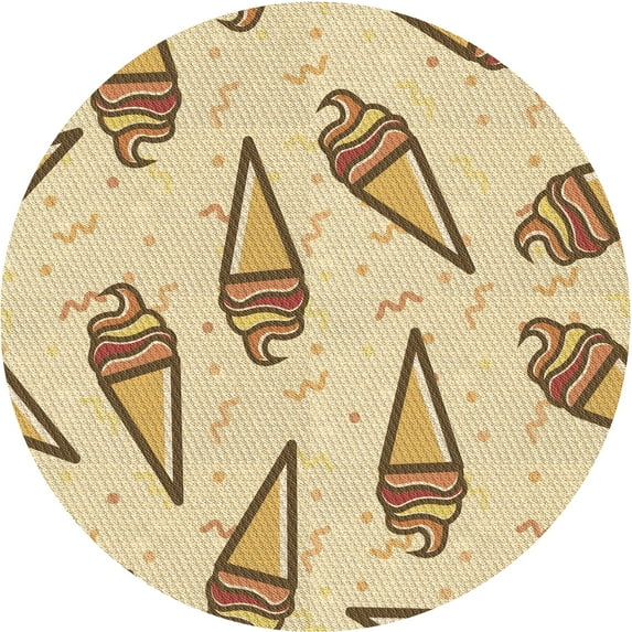 Ahgly Company Indoor Round Patterned Khaki Gold Area Rugs, 3' Round