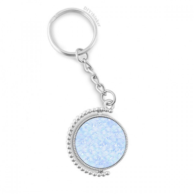 geometry blue waves pattern japan rotatable keyholder disc accessories chain clip