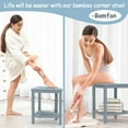 thumbnail image 5 of Bambloom Corner Shower Bench,Bamboo Shower Stool Seat with Storage Shelf,Gray, 5 of 8