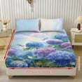thumbnail image 2 of Xoenoiee Dragonfly Hydrangea Flower Print Premium Fitted Sheet Set, 3 Piece Bedding Set with 1 Deep Pocket Fitted Sheet & 2 Pillowcases, No Flat Sheet Included, Twin XL Size, 2 of 7