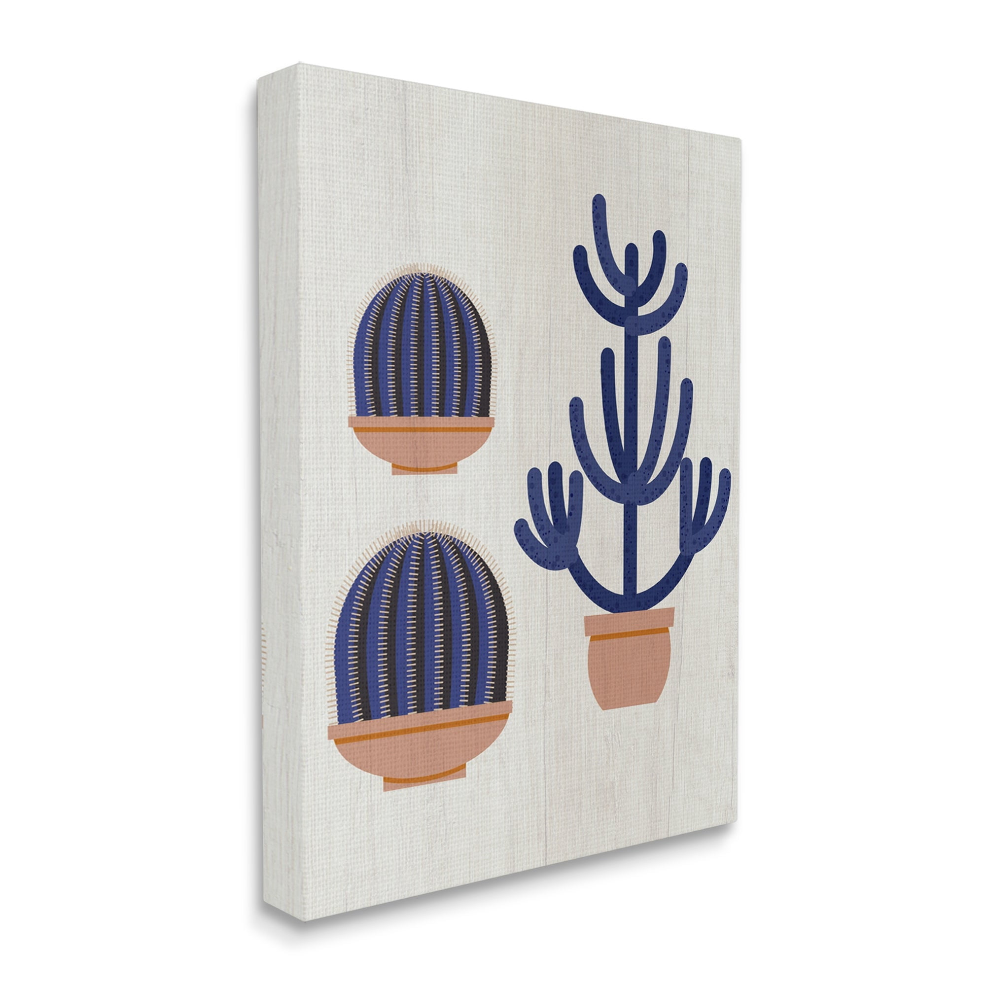 Stupell Industries Modern Cactus Trio Abstract Blue Cacti Potted, 36 x 48,Design by Daphne Polselli