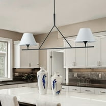 Aiwen 2-Light Linear Industrial Pendant Light with Black Finish and Bell Glass Shade for Kitchen Island Living Room
