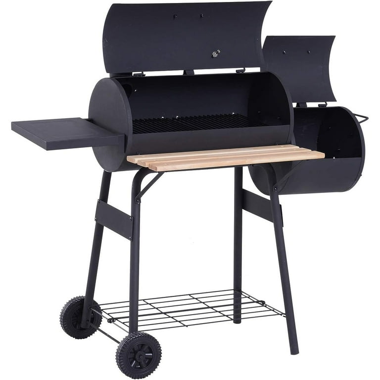 Zimtown BBQ Charcoal Grill Outdoor Barbecue Pit with Offset Smoker Patio  Backyard Black