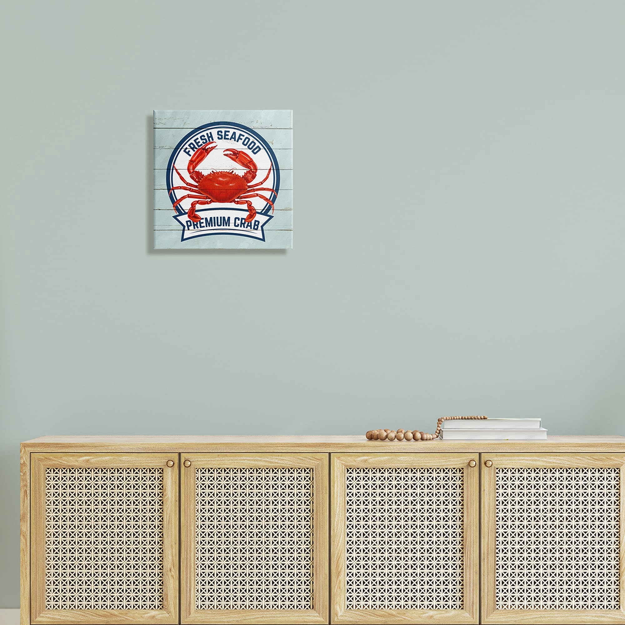 Stupell Industries Fresh Seafood Crab Sign Quote Rustic Nautical Boathouse, 24 x 24, Design by Kim Allen