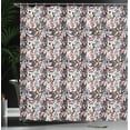 thumbnail image 3 of Ambesonne Vintage Shower Curtain, Whimsical Shapes and Eyes, 69"Wx70"L, Indigo Burgundy and Grey, 3 of 4