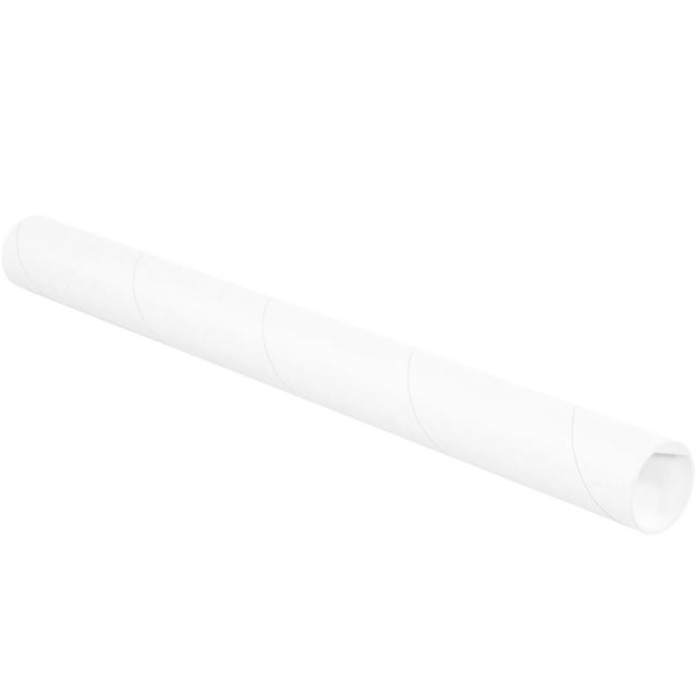 BOX USA BP2024W Tubes d'Expédition avec Bouchons, 2 Pouces x 24 Pouces, Blanc (Lot de 50)