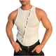 thumbnail image 1 of pstuiky Camiseta sin mangas para hombre, Camiseta sin mangas para hombre, ajustada, sin mangas, con botones y cuello en U, informal Chaleco de hombre m, 1 of 5