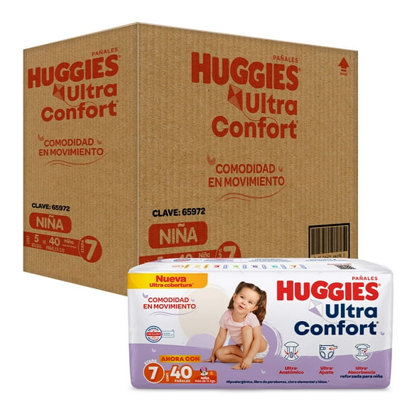 Pañal DesechableHuggies Ultraconfort Etapa 7 Niña (40 x 5) 200pz