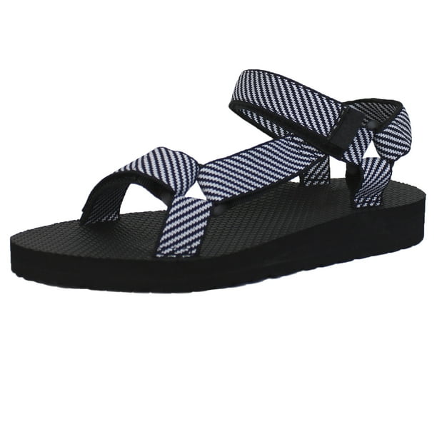 flat hook and loop strap sandals
