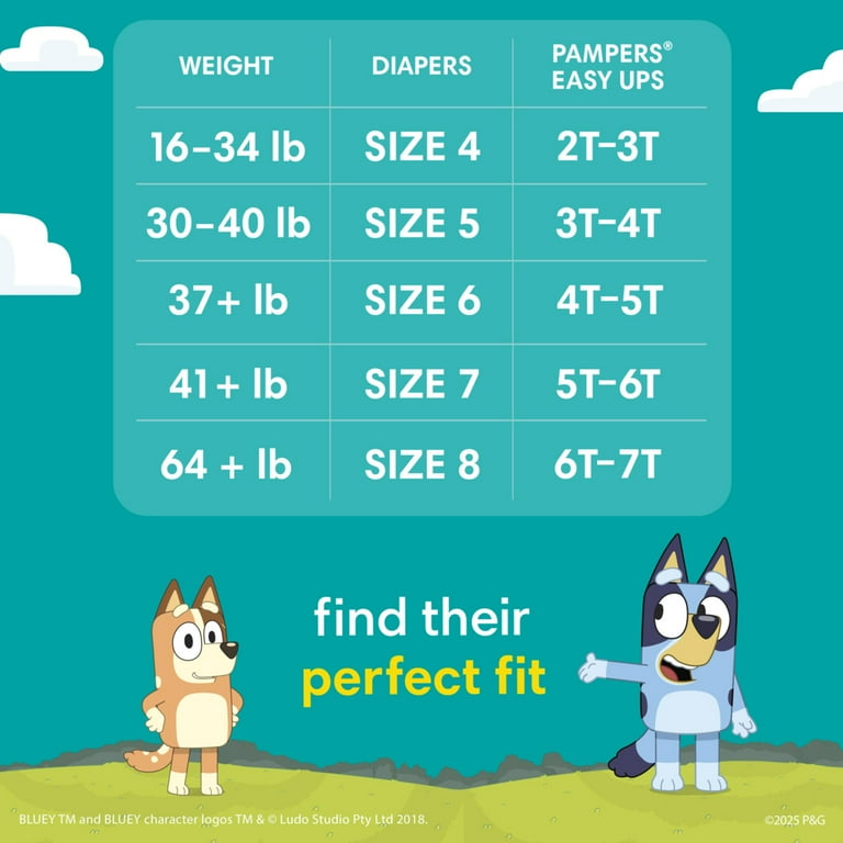 Pampers Easy Ups Bluey Training Pants Toddler Boys Size 4T/5T 66 Count (Select for More Options)