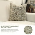 thumbnail image 2 of Fabdivine Handmade Eco-Friendly Floral Thick Linen Indoor Square Decorative Throw Pillowcase Cushion Cover, 26"X26", Green, 2 of 4