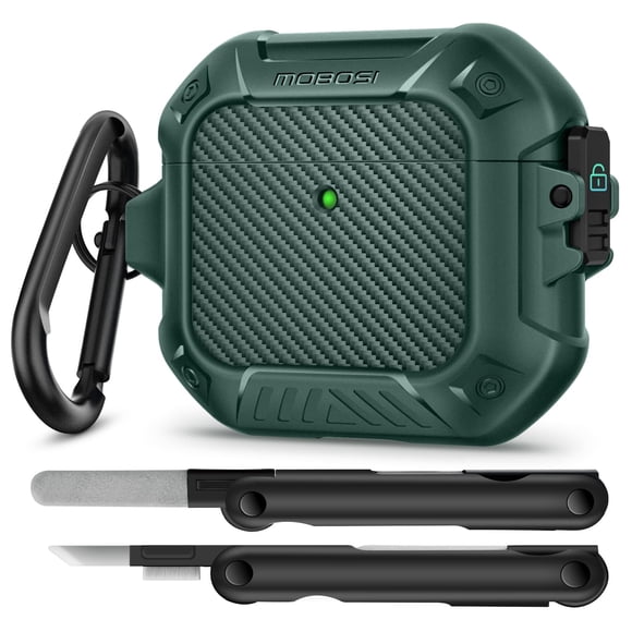 Funda MOBOSI para AirPods 4 con Bloqueo de Seguridad y Kit de Limpieza