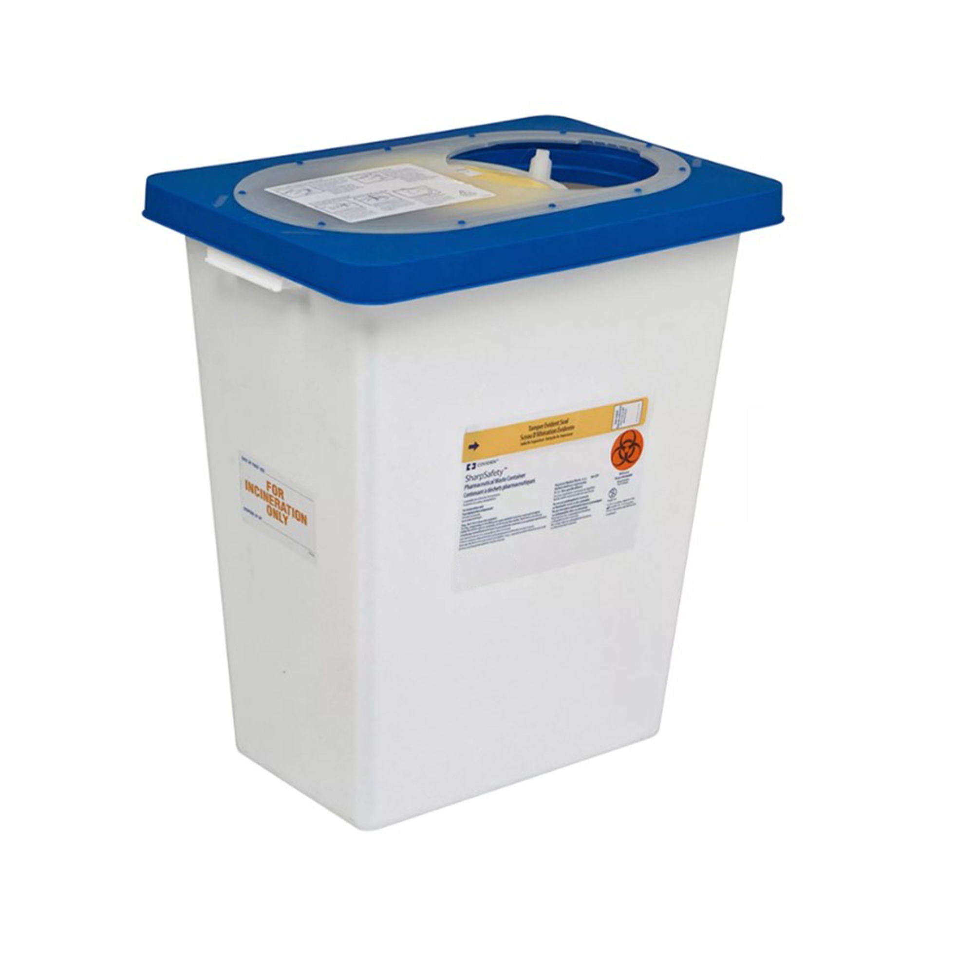Covidien Sharp Safety Pharmaceutical Waste Container 12 gal. Vertical Entry Case of 10