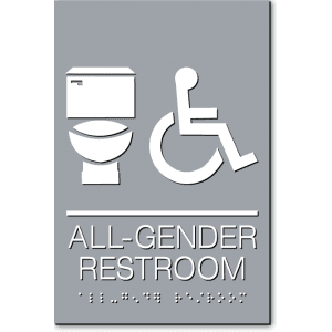 

California ALL GENDER RESTROOM Accessible Toilet Wall Sign-Gray / White (4 Units)