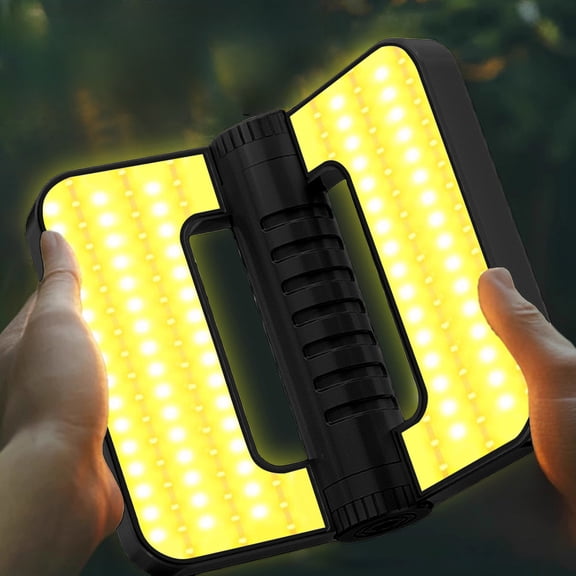 HOARBOEG Portable Solar Lights Outdoor, Folding Solar Powered Work Light with Handle, 360° Adjustable Searchlight for Camping, Hiking, Emergency, Garden, Patio