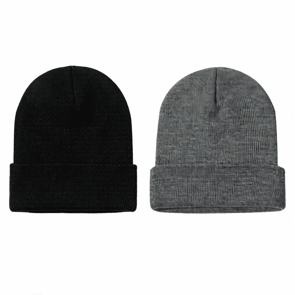 2 Pack Slouchy Beanie Hats – Soft Winter Knit Caps for Ski, Unisex for Men Women