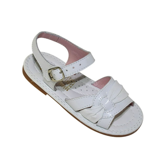 SANDALIA PISO CASUAL KINDER NIÑA MUJER DAMA BLANCO CHAROL 6624 LEON 6624p