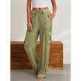 thumbnail image 6 of CIYCuIT Women's Solid Color Trousers Zipper Drawstring Loose Wide Leg Long Pants Ladies Casual Soft Sweatpants Bottoms for Daily Vacation, 6 of 9
