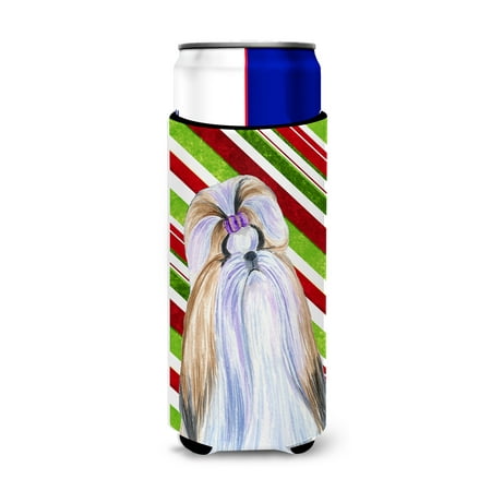 

Caroline s Treasures SS4534MUK Shih Tzu Candy Cane Holiday Christmas Ultra Hugger for slim cans Slim Can multicolor