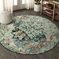 thumbnail image 4 of Wonnitar 4'Round Bohemian Medallion Rug,Oriental Distressed Small Round Area Rug Vintage Washable Entryway Foyer Mat Non-Slip Non-Shedding Low-Pile Sofa Bathroom Carpet, 4 of 6