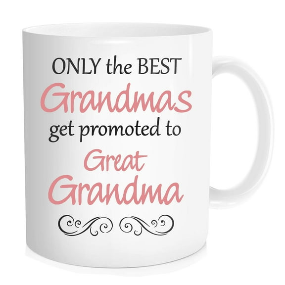 Waldeal Grandma Coffee Mug, Only The Best Grandmas Get Promoted To Great Grandma Tea Cup, Funny Mother's Day Gifts for Your Grandmother Nana, 11 oz White