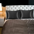 thumbnail image 3 of REGALWOVEN 2PCS Satin Pillowcases , Luxury Silky Pillow Cover, Envelope Closure Soft Pillow Case Black Standard, 3 of 8