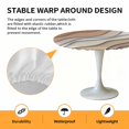 thumbnail image 6 of Ombre Brown Elastic Fitted Round Table Cover Abstract Geometric Waterproof Outdoor Tablecloth for Holiday Party, Picnic, Patio & Dining Fits Tables Up to 55"-60", 6 of 8