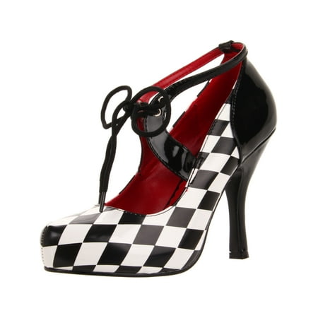 Womens Checkered Pumps Race Car Driver Shoes Halloween Costume 4 Inch