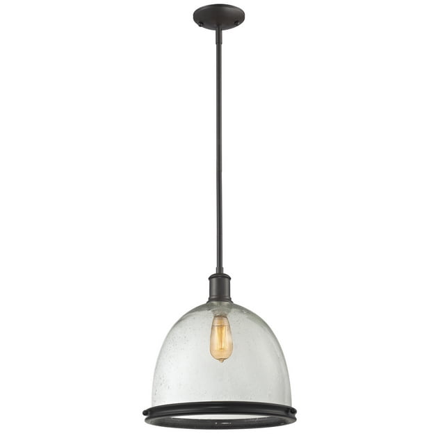 Z-Lite 716P13-BRZ 1-Light Pendant, Clear Seedy Shade