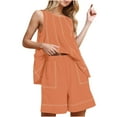 thumbnail image 3 of Feancey Women 2 Piece Outfits Flowy Sleeveless Tunic Tops Loose Shorts with Pockets Tracksuit Summer Lounge Matching Set 2025 Orange XL, 3 of 10