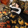 thumbnail image 4 of Homewish Fungus Botanical Mushroom 7 Pieces Full Size Bedding Sets,Daisy Floral Butterfly Full Size Bed in a Bag,Black Reversible, 4 of 8