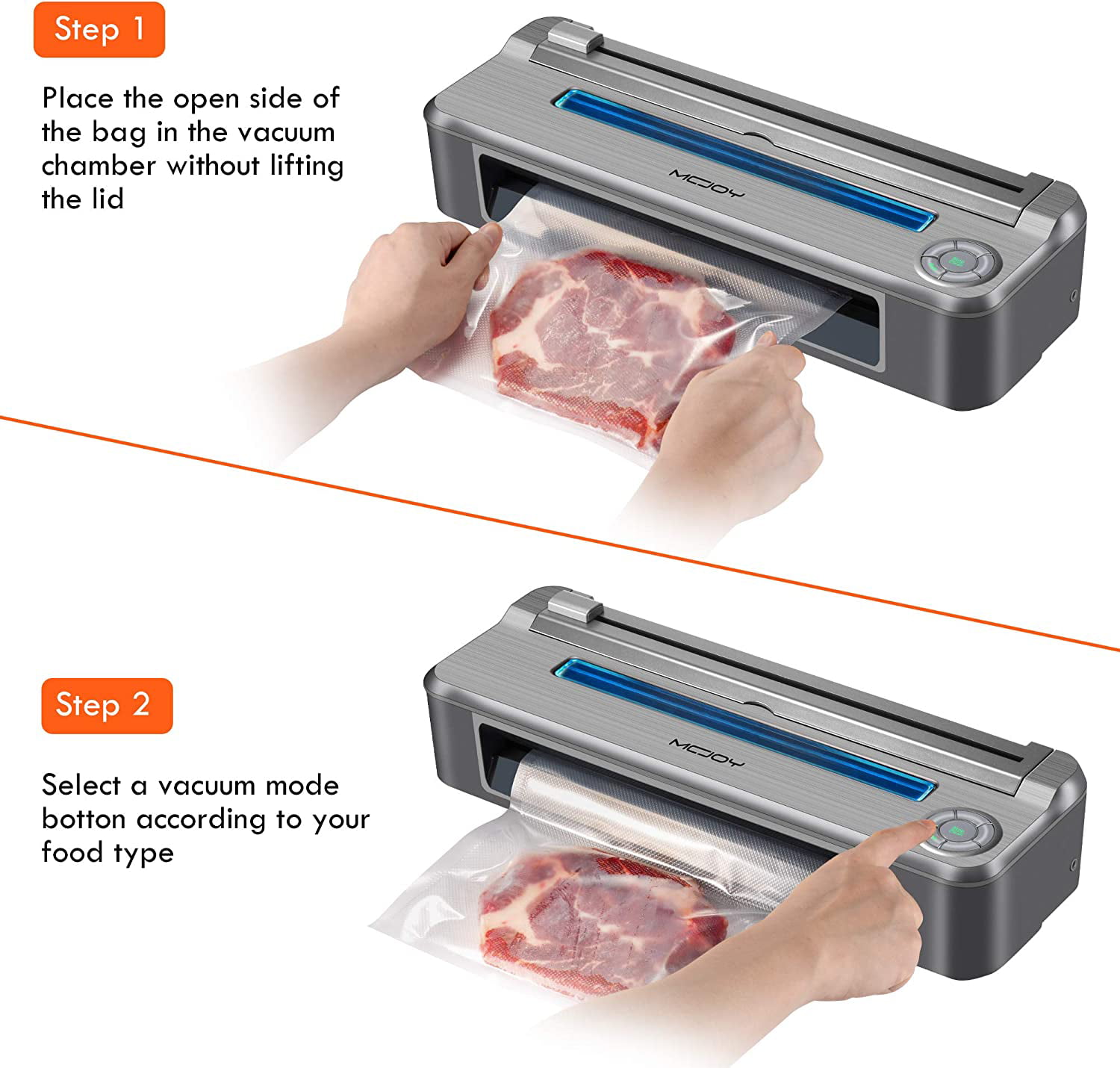 Ecojoy 12 Commercial Vacuum Sealer V9200,90kpa Continuously Uses 500+  Foodsaver Without Stoping, 7 Modes Double Pump Stainless Seal a Meal Vacuum
