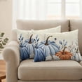 thumbnail image 2 of Orange Blue Pumpkins Fall Outdoor Waterproof Pillow Covers, Thanksgiving Vintage Botanical Decorative Rectangle Throw Pillowcase Sofa Cushion Sham for Patio/Couch/Chair, 20"x12" 2 Pack, 2 of 8