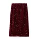 thumbnail image 5 of Elegante falda de terciopelo de cintura alta Nueva colección primavera-otoño para mujer Vestido negro de longitud media con lentejuelas, 5 of 5