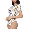 thumbnail image 2 of Daiia Rocket Planets print Women's Crew Neck Short Sleeve Bodysuit Fashion Tops Fit Casual Basic Extender Bodysuit-X-Large, 2 of 9