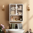 thumbnail image 2 of Soges Bathroom Storage Medicine Cabinets with Doors and Shelves,Towel Bar,over The Toilet Storage,White, 2 of 8