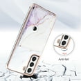 thumbnail image 2 of For Samsung Galaxy S22 Marble Patterned Case with Card Holder, Back Folio Kickstand PU Leather + Soft Crystal Bumper Edge, Magnetic Clasp Back Cover For Samsung Galaxy S22,Lightpurple, 2 of 5