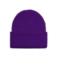 thumbnail image 2 of Women's Waffle Knit Beanie, Solid Color Rolled Brim Slouchy Hat, Thickened Winter Warm Cuffed Hat for Outdoor, Casual Daily Wear and Gift Purple, 2 of 7