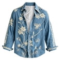 thumbnail image 5 of Men's 70s Retro Floral Long Sleeve Shirt Bohemian Loose Casual Hippie Top Vacation Holiday Travel Blouse, 5 of 5